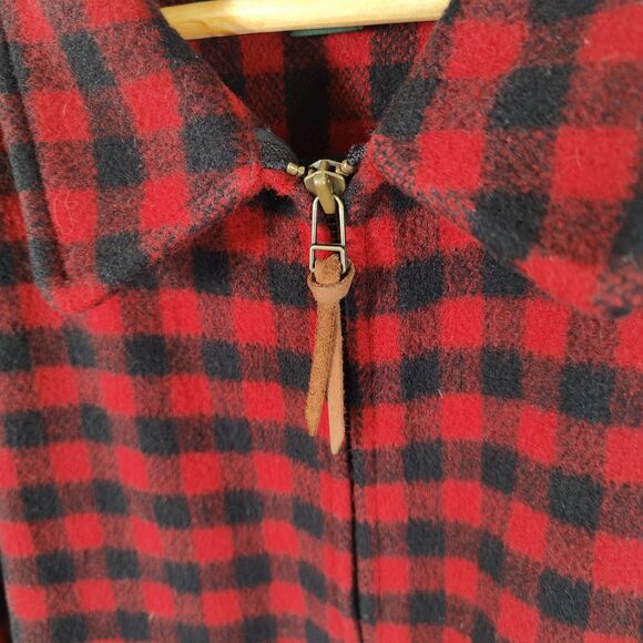 Vintage J Crew Jacket Wool Mens Medium Red Plaid Oarsman Wool Flannel - Picture 3 of 5